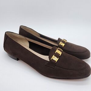 Salvatore Ferragamo Botique Brown Loafers Vintage Gold Buckle Size 8 AA
